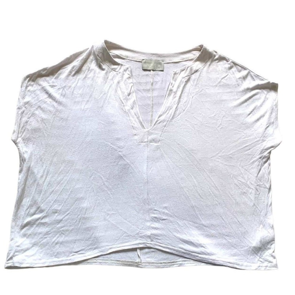Modern Citizen Top Womens Large White Deep V-Neck Relaxed Minimalist MC21T209